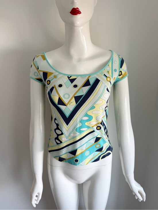Emilio Pucci Tops - Authentic Emilio Pucci teal and multicolor  cotton tshirt